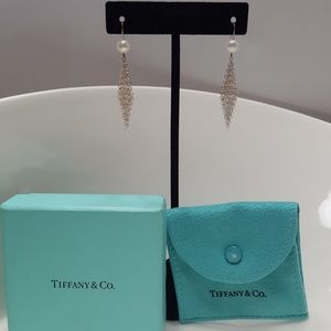 Tiffany&Co. Sterling Mesh & Pearl Tassel Earrings
